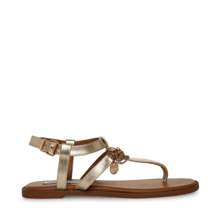 Sandalias Planas Steve Madden Azalia Cuero Mujer Doradas | ES PR8204